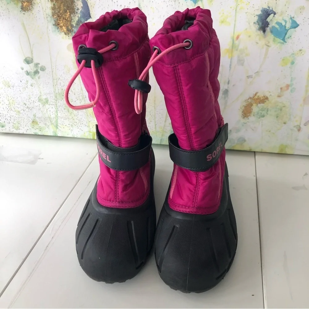 SOREL Women’s Pink Black Winter Snow Boots Waterproof Size 5